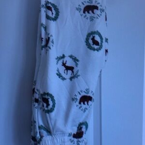 White Pajama Pants with Animal Print